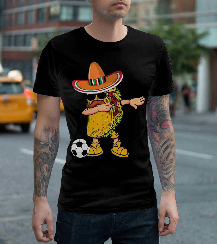 Dabbing Soccer Taco with Sombrero Cinco de Mayo Dab T-Shirt