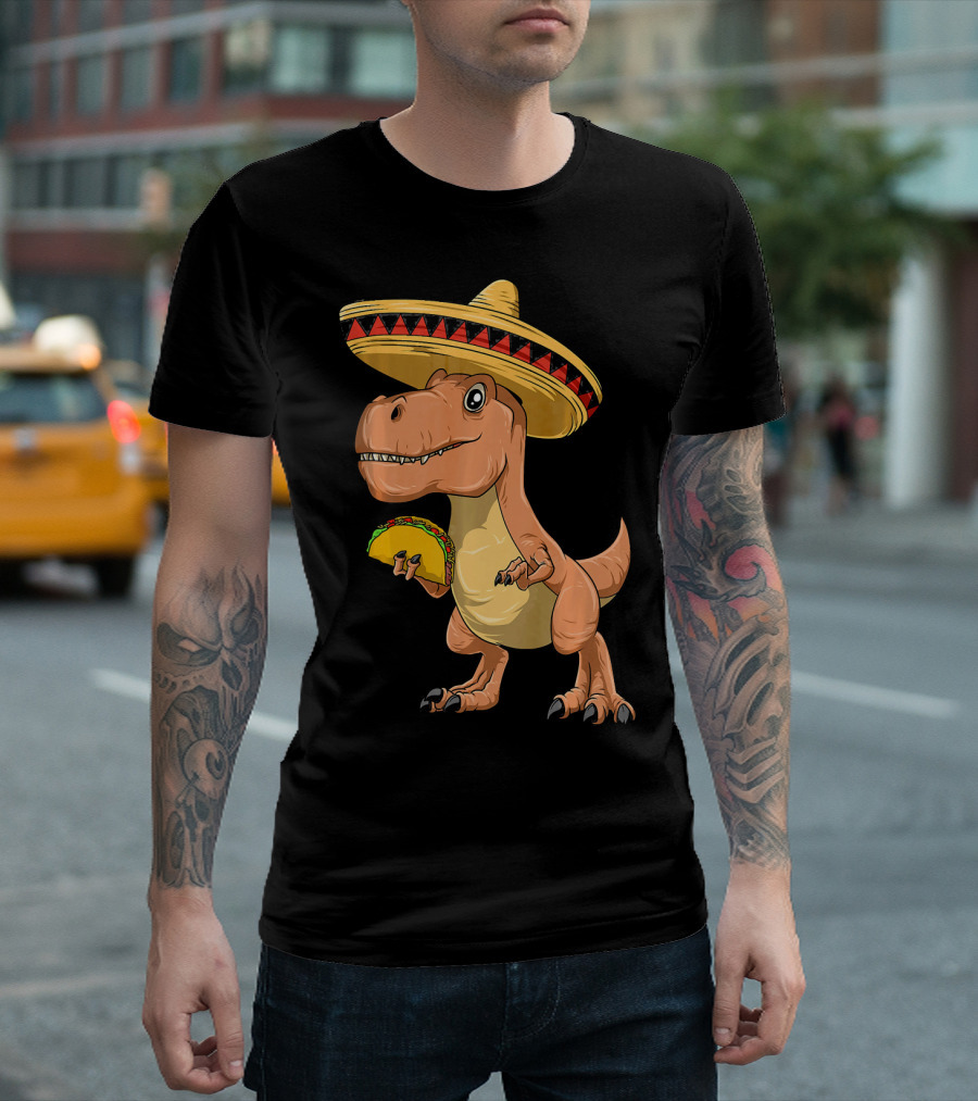 Dinosaur Taco Mexican Sombrero Dinosaur T-Shirt