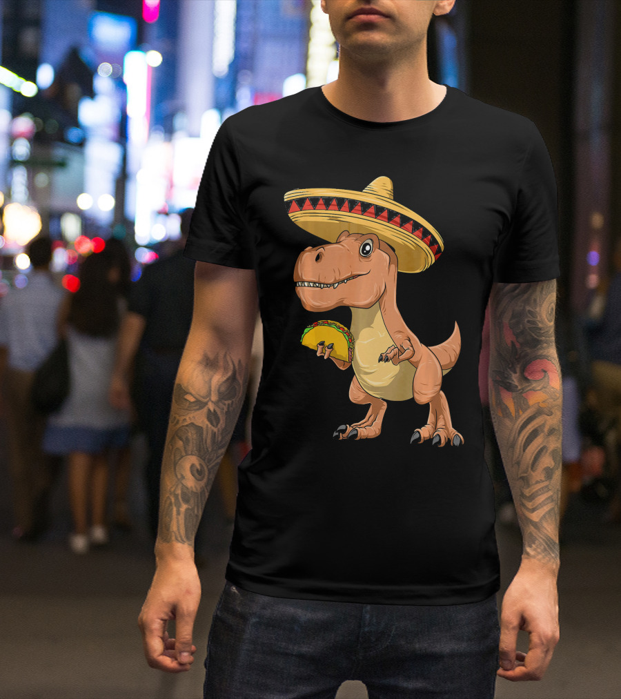 Dinosaur Taco Mexican Sombrero Dinosaur T-Shirt