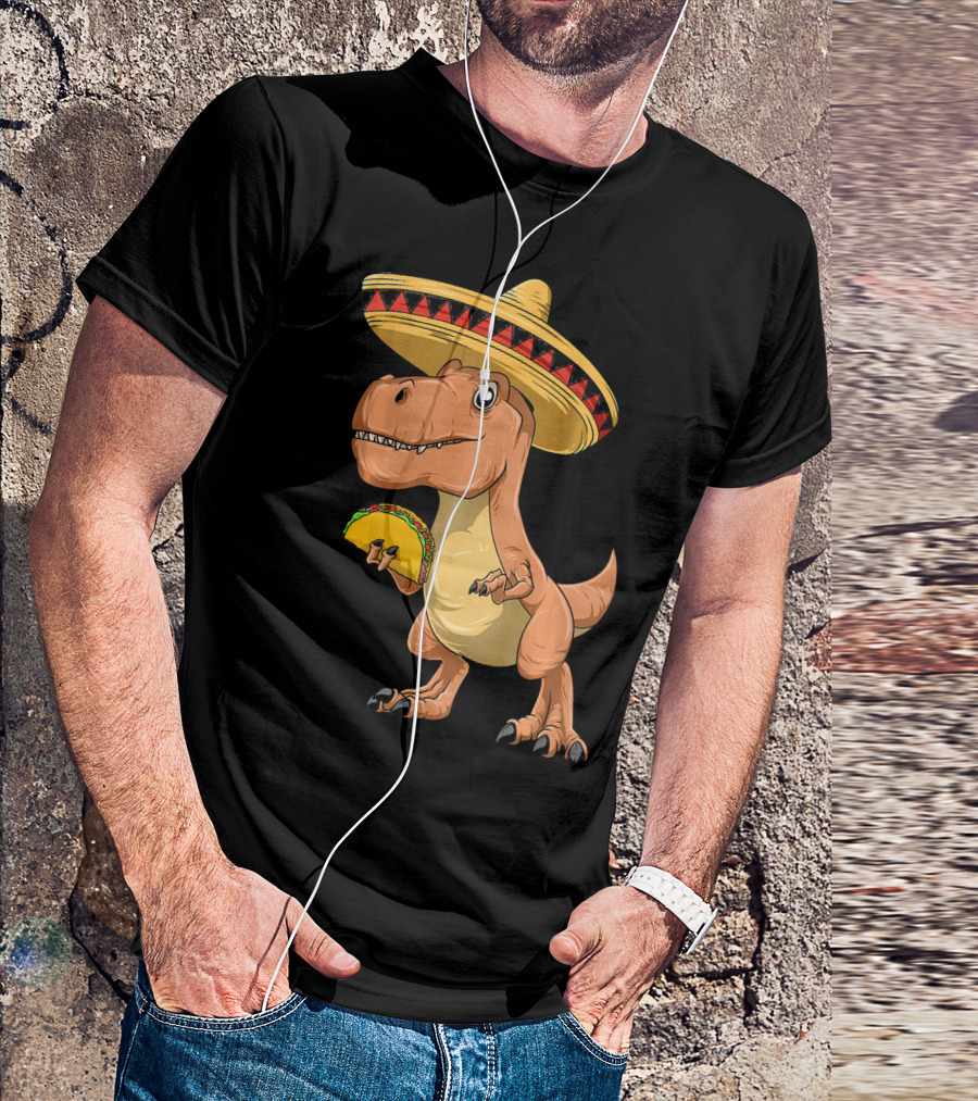 Dinosaur Taco Mexican Sombrero Dinosaur T-Shirt