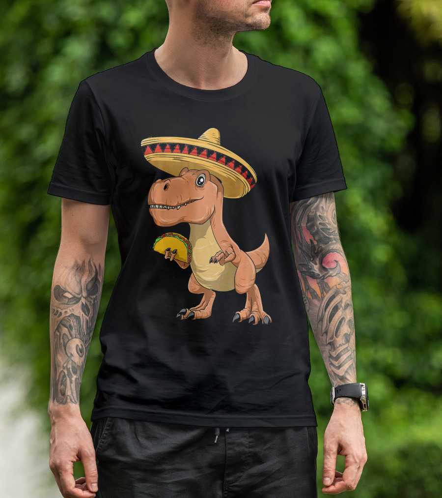 Dinosaur Taco Mexican Sombrero Dinosaur T-Shirt