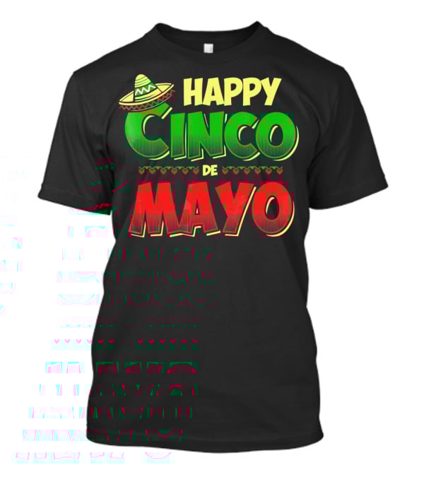 Happy Cinco De Mayo Sombrero And Festive Hearts T-Shirt