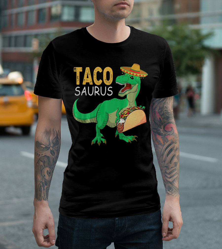 Taco Tacosaurus Dinosaur Sombrero Mexican Cinco De Mayo T-Shirt
