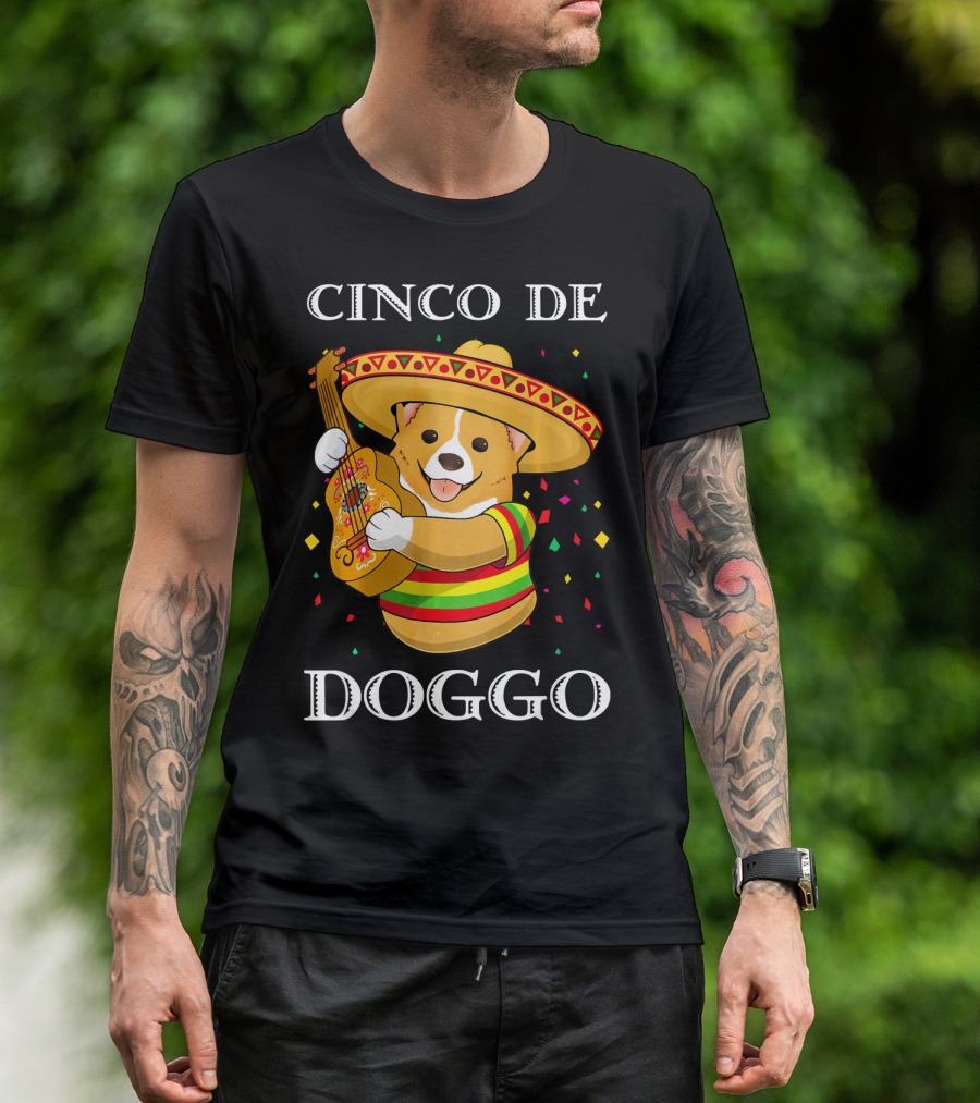 Cinco De Doggo Funny Corgi Guitar Fiesta T-Shirt