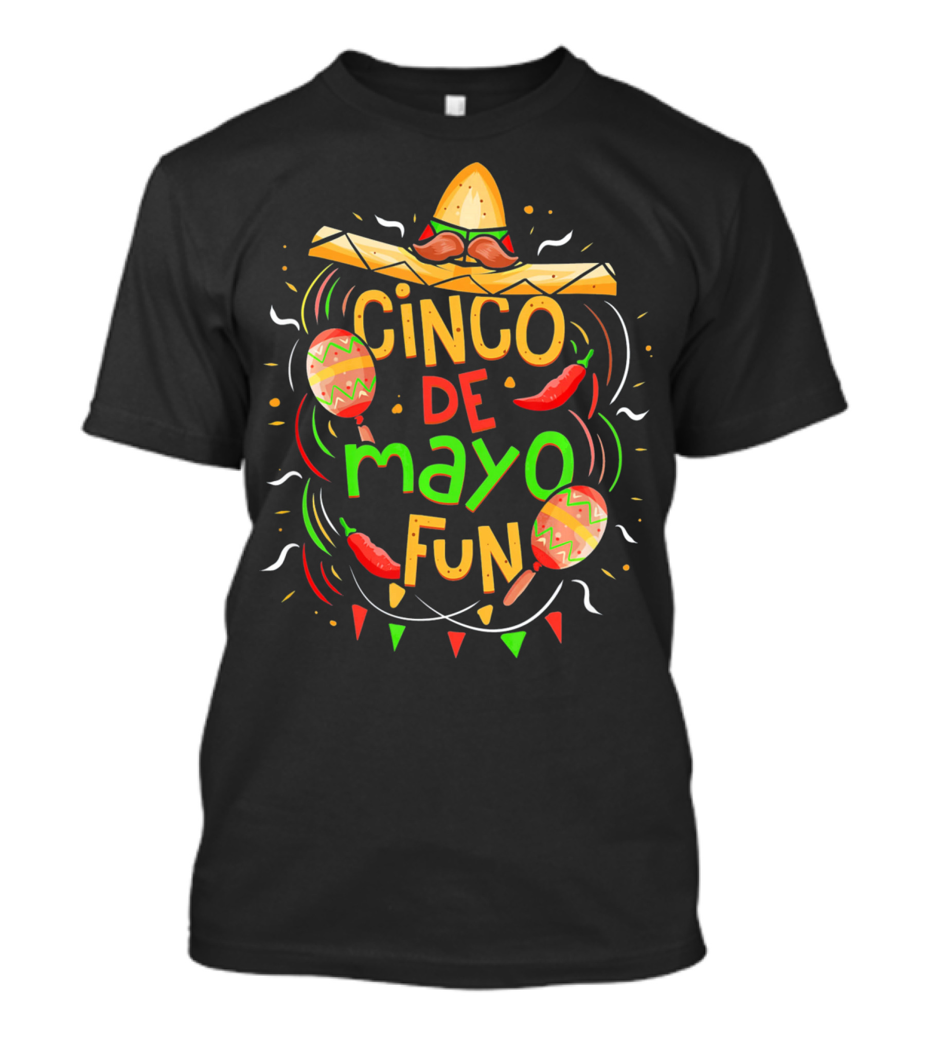 Cinco De Mayo Fun Sombrero Maracas Peppers Fiesta T-Shirt
