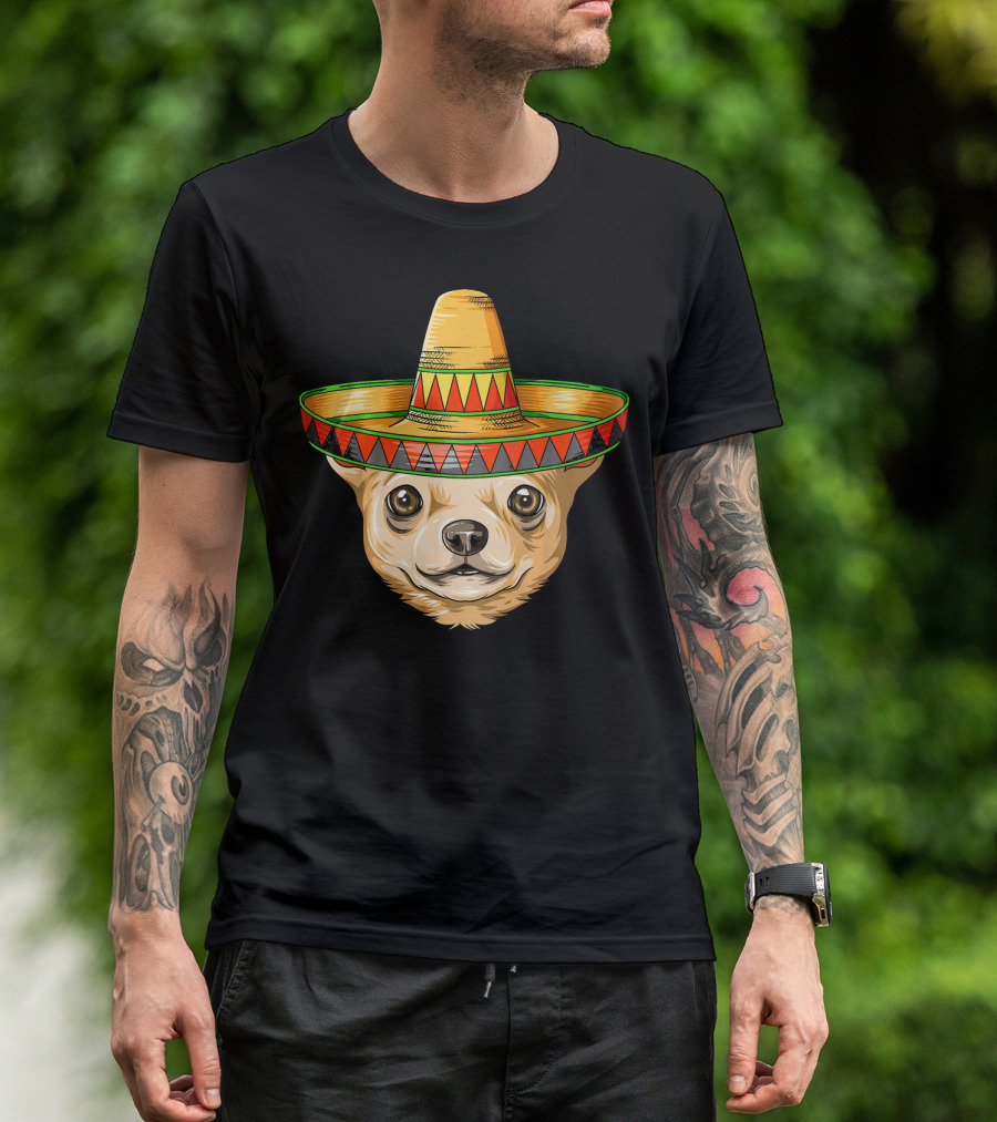 Chihuahua Wearing Mexican Sombrero For Cinco De Mayo T-Shirt