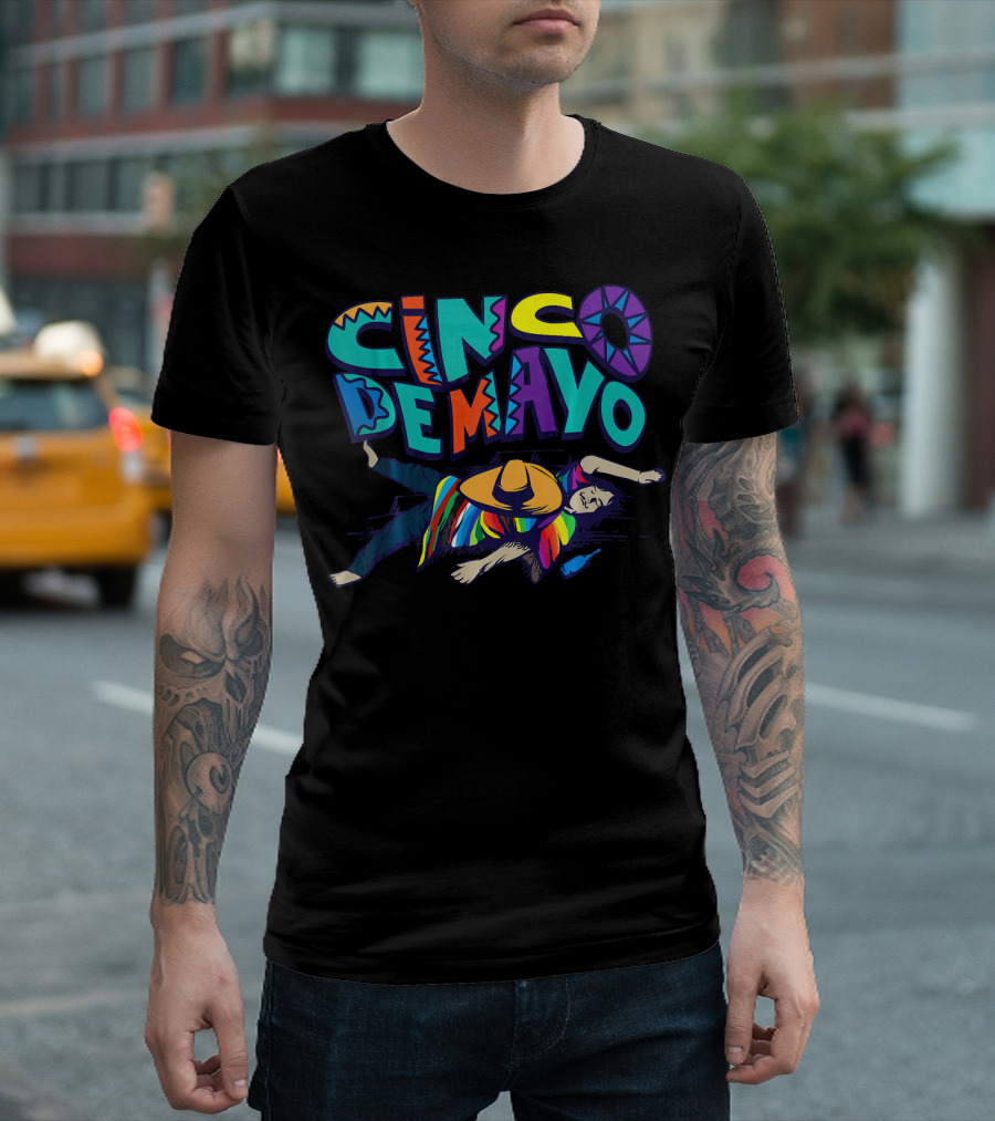 Cinco De Mayo Vibrant Celebration with Sombrero and Serape Decor T-Shirt