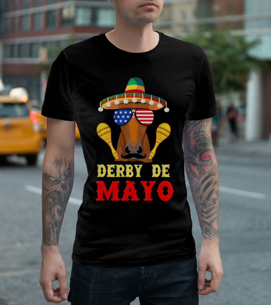 Derby De Mayo Cinco De Mayo Funny Men Horse Sombrero Maracas T-Shirt
