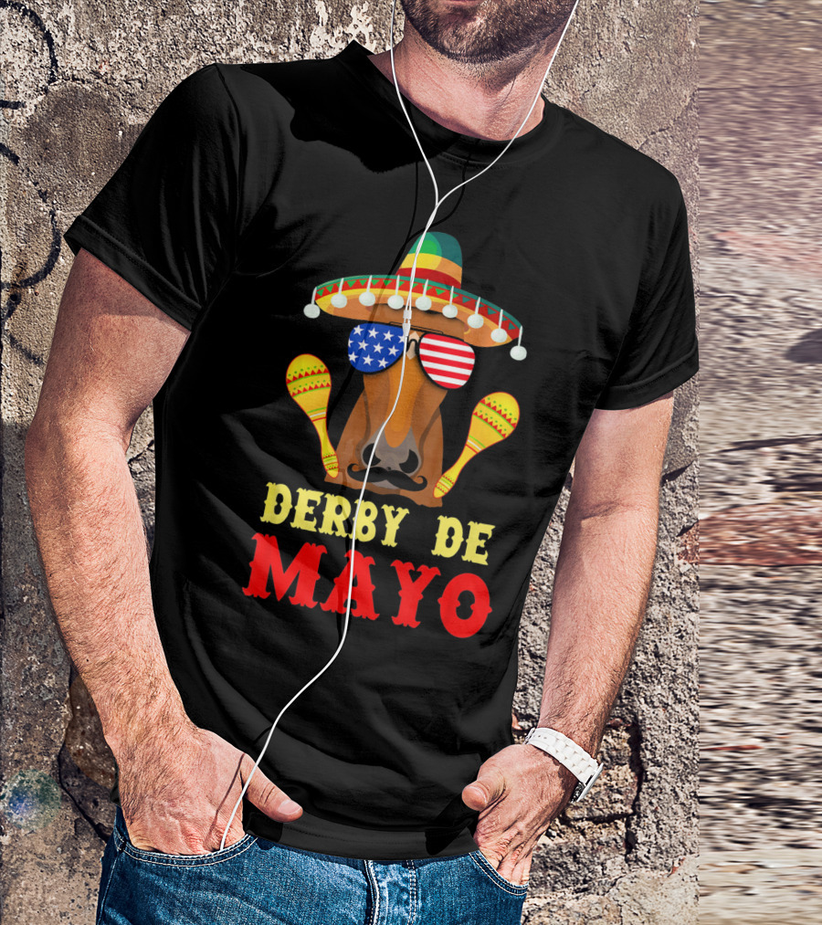 Derby De Mayo Cinco De Mayo Funny Men Horse Sombrero Maracas T-Shirt