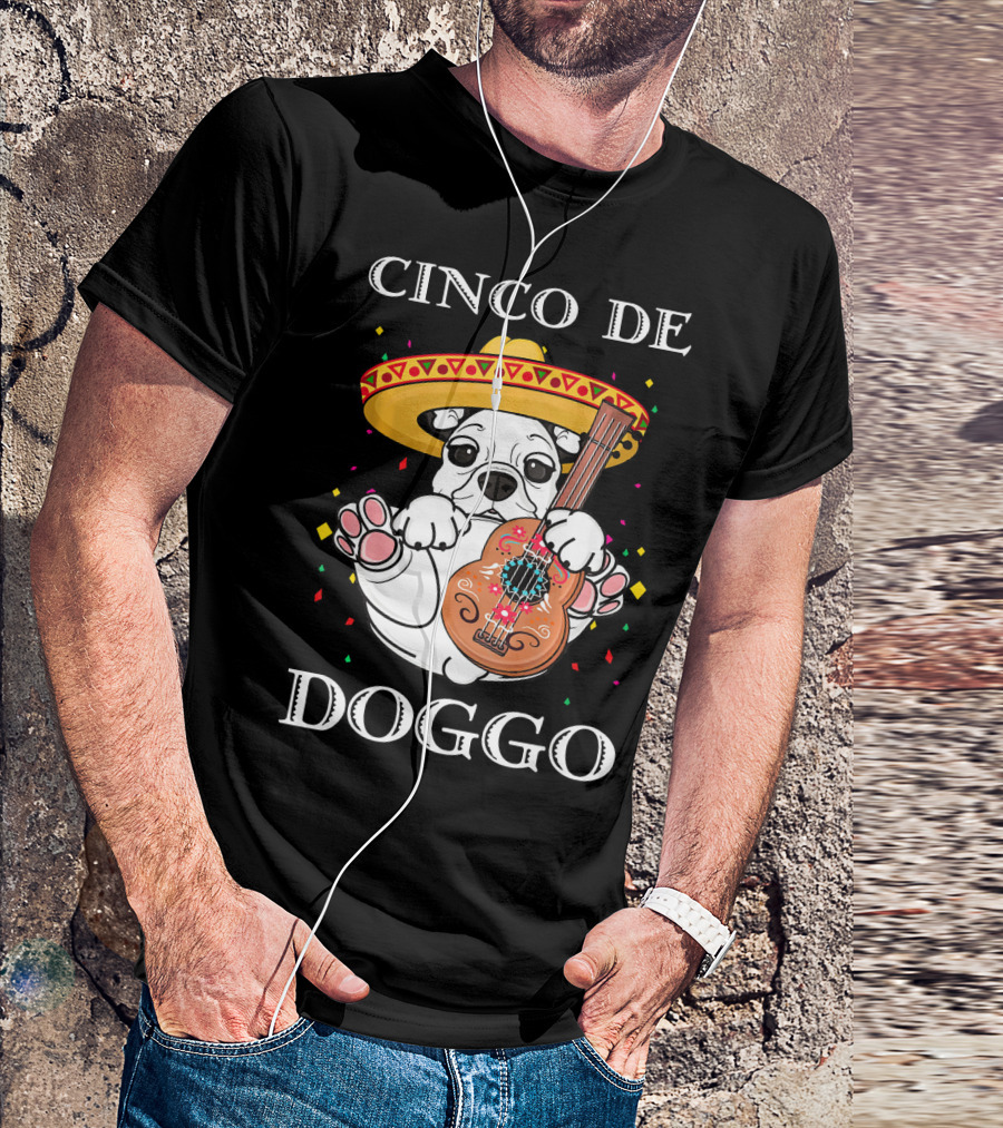 Cinco De Doggo Funny French Bulldog Guitar T-Shirt