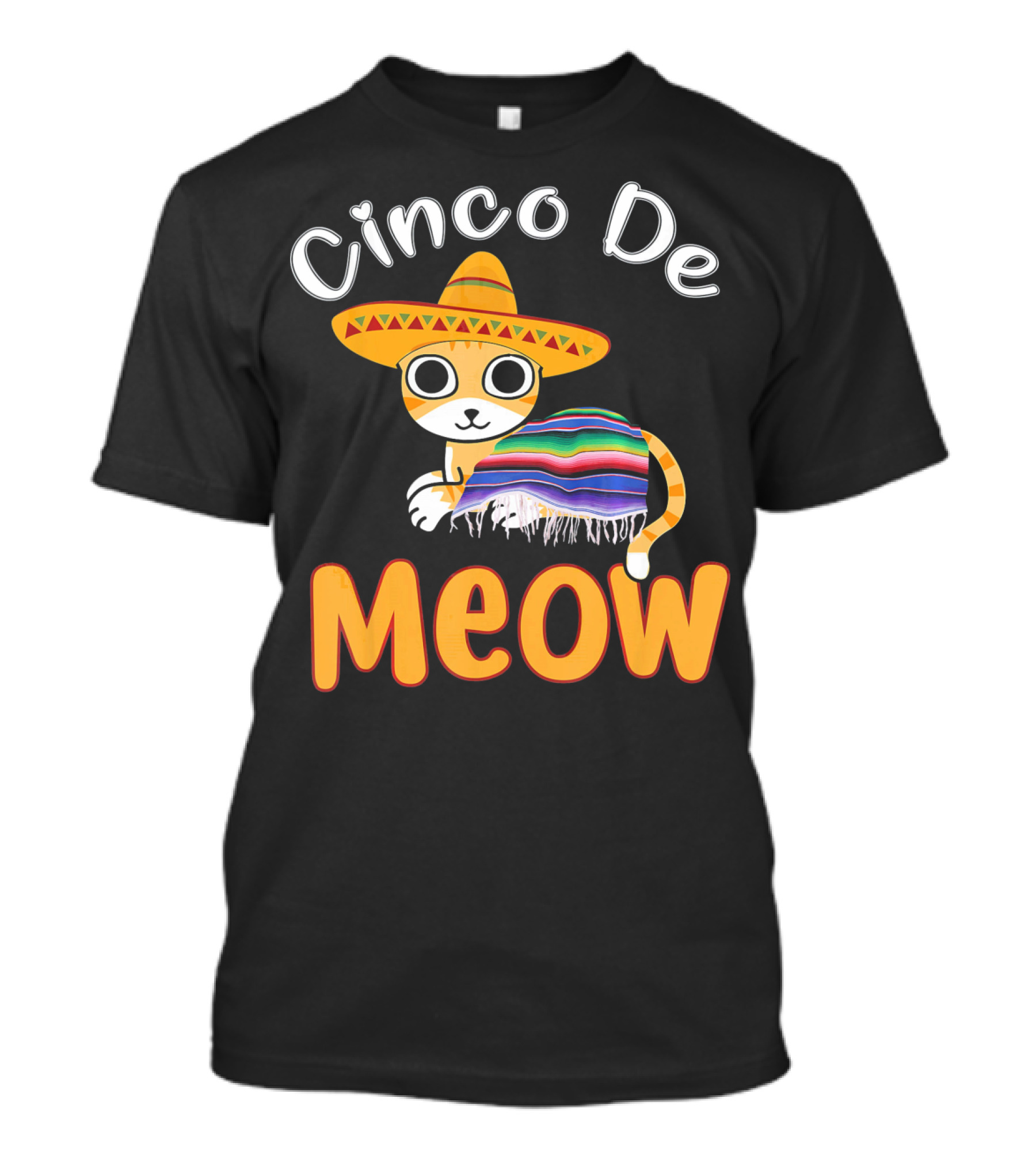 Cinco De Meow Cat With Sombrero And Poncho T-Shirt