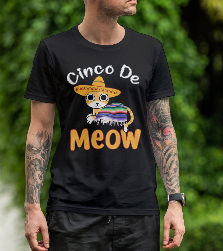 Cinco De Meow Cat With Sombrero And Poncho T-Shirt
