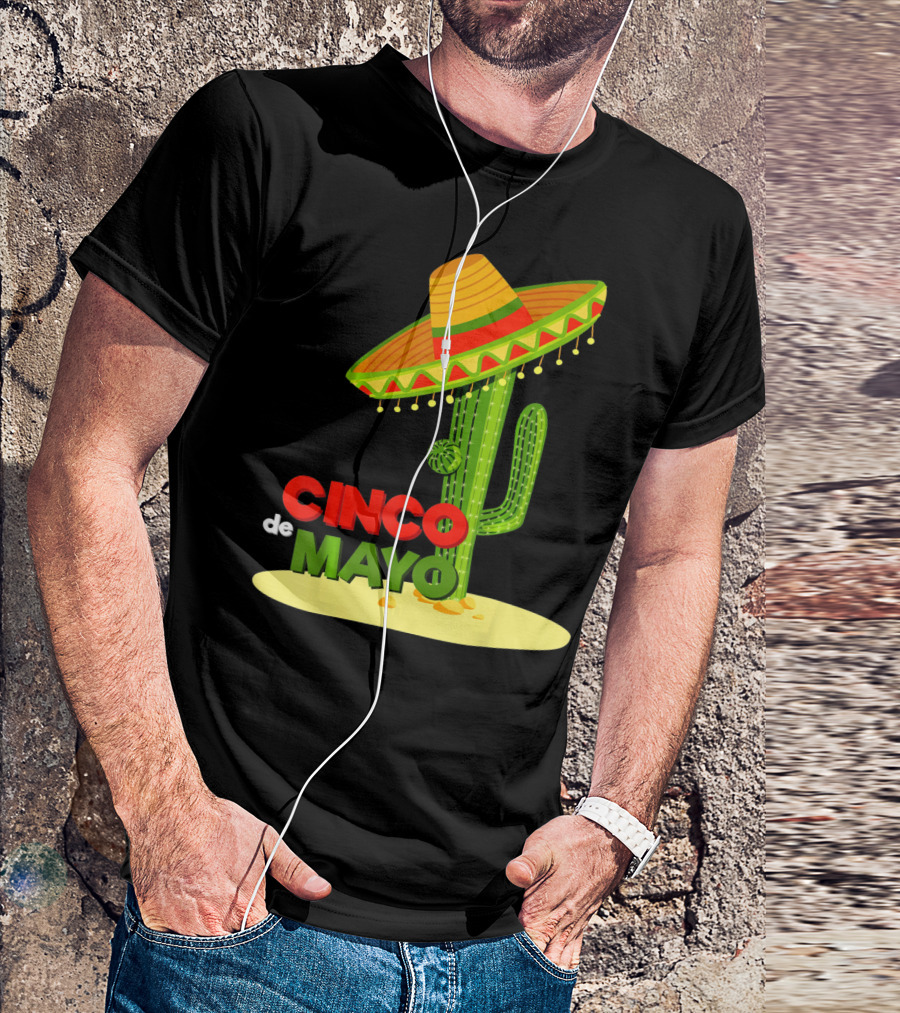 Fiesta Cinco De Mayo Cactus With Sombrero T-Shirt