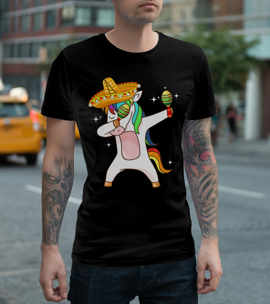 Dabbing Unicorn Sombrero Maracas Cinco De Mayo T-Shirt