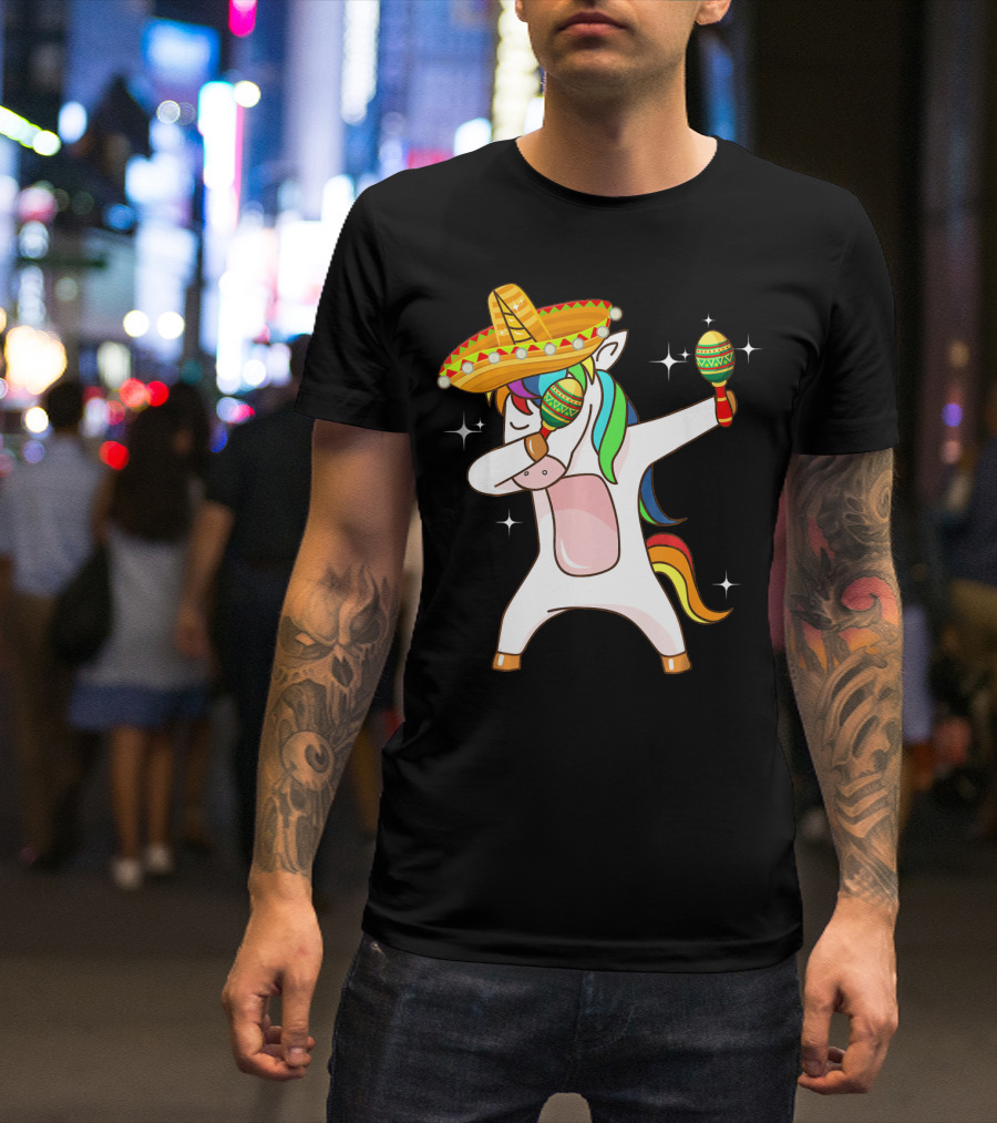 Dabbing Unicorn Sombrero Maracas Cinco De Mayo T-Shirt