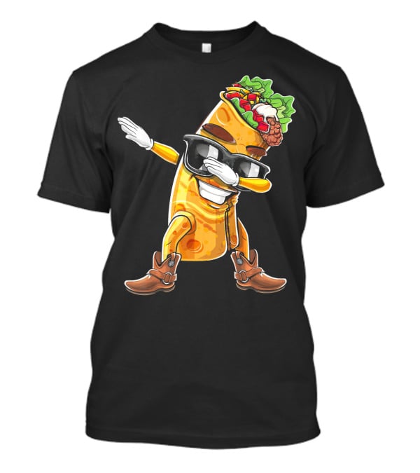 Dabbing Burrito With Cowboy Boots Cinco De Mayo Party T-Shirt