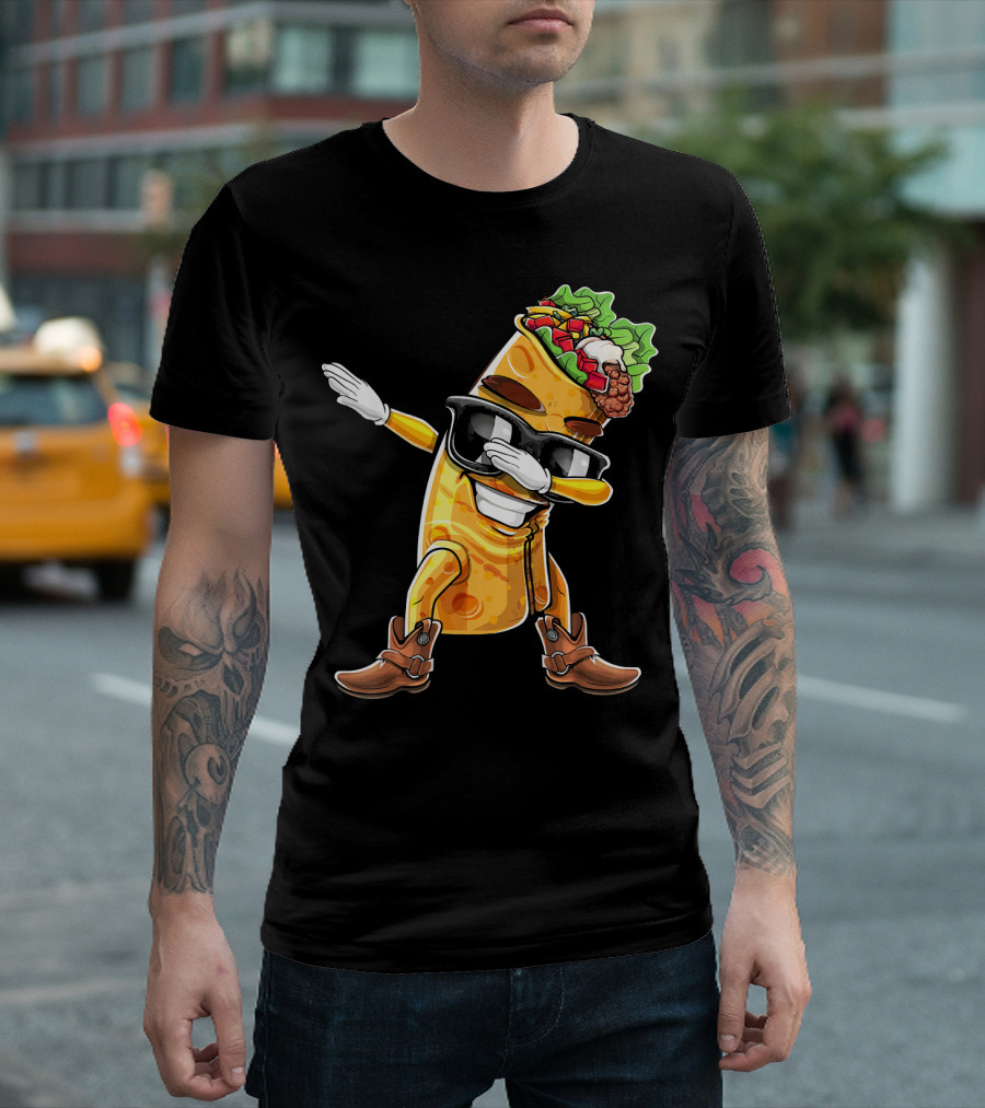 Dabbing Burrito with Cowboy Boots Cinco De Mayo Party T-Shirt