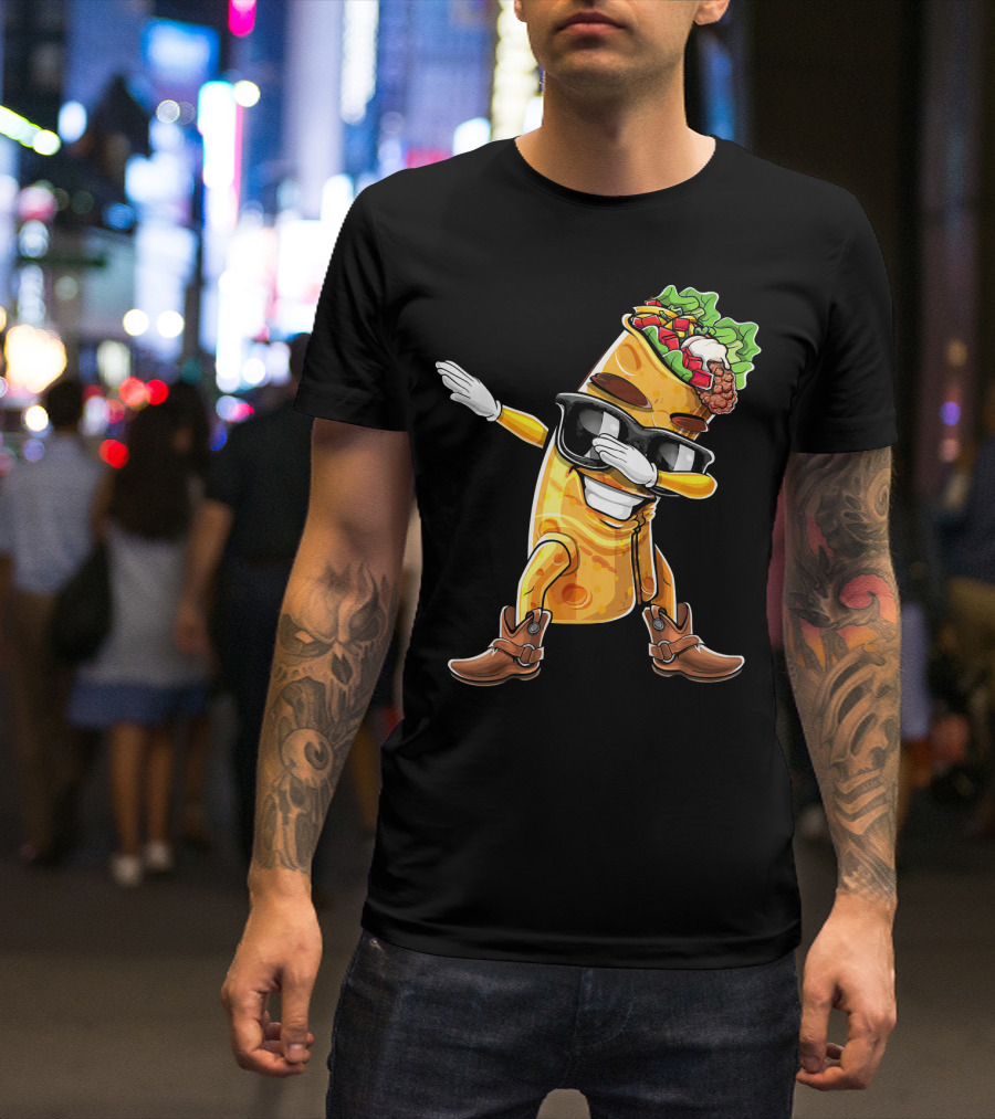 Dabbing Burrito With Cowboy Boots Cinco De Mayo Party T-Shirt