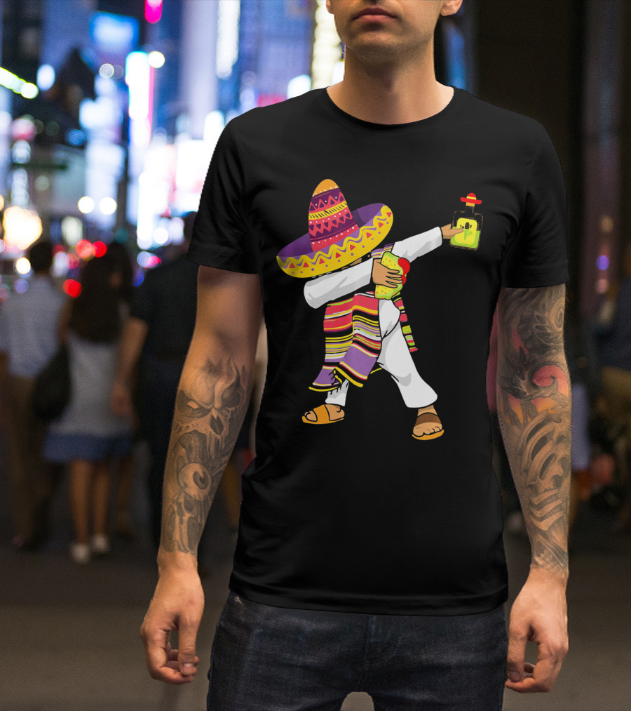 Mexican Poncho Dabbing Sombrero Cinco De Mayo Tequila T-Shirt