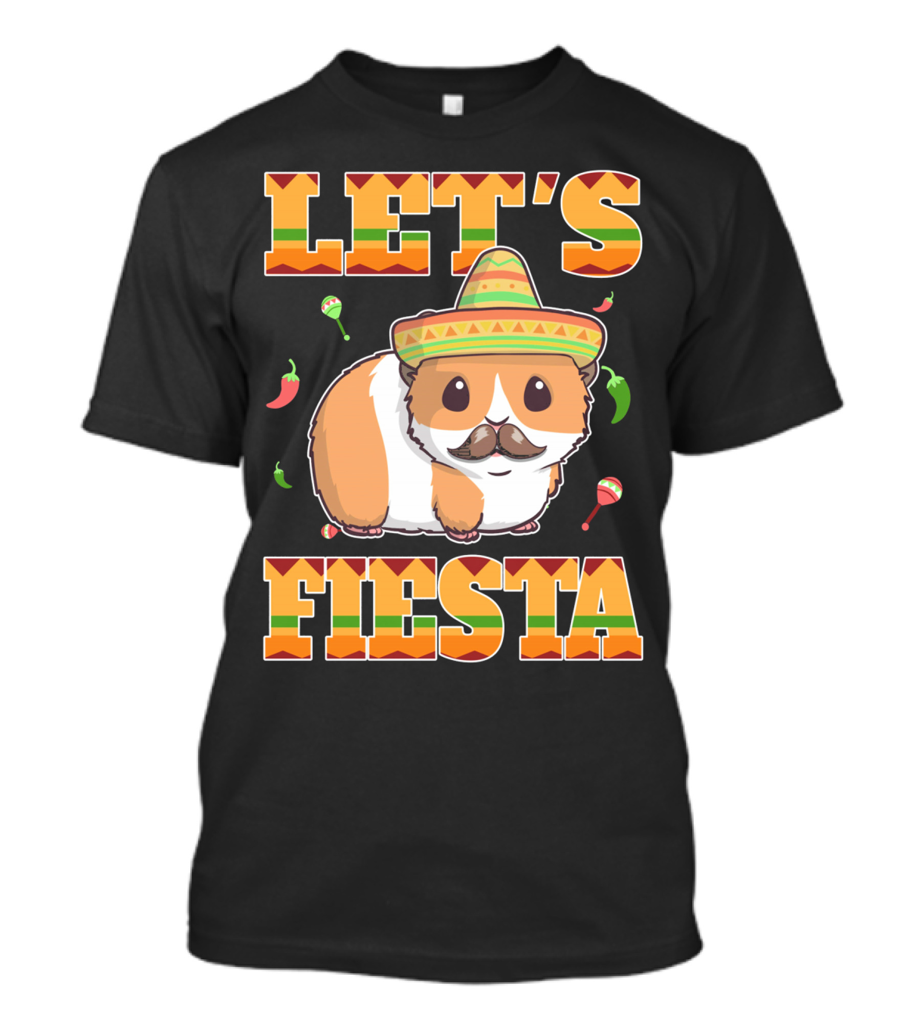Let's Fiesta Guinea Pig Sombrero Maracas Cinco De Mayo Mex T-Shirt