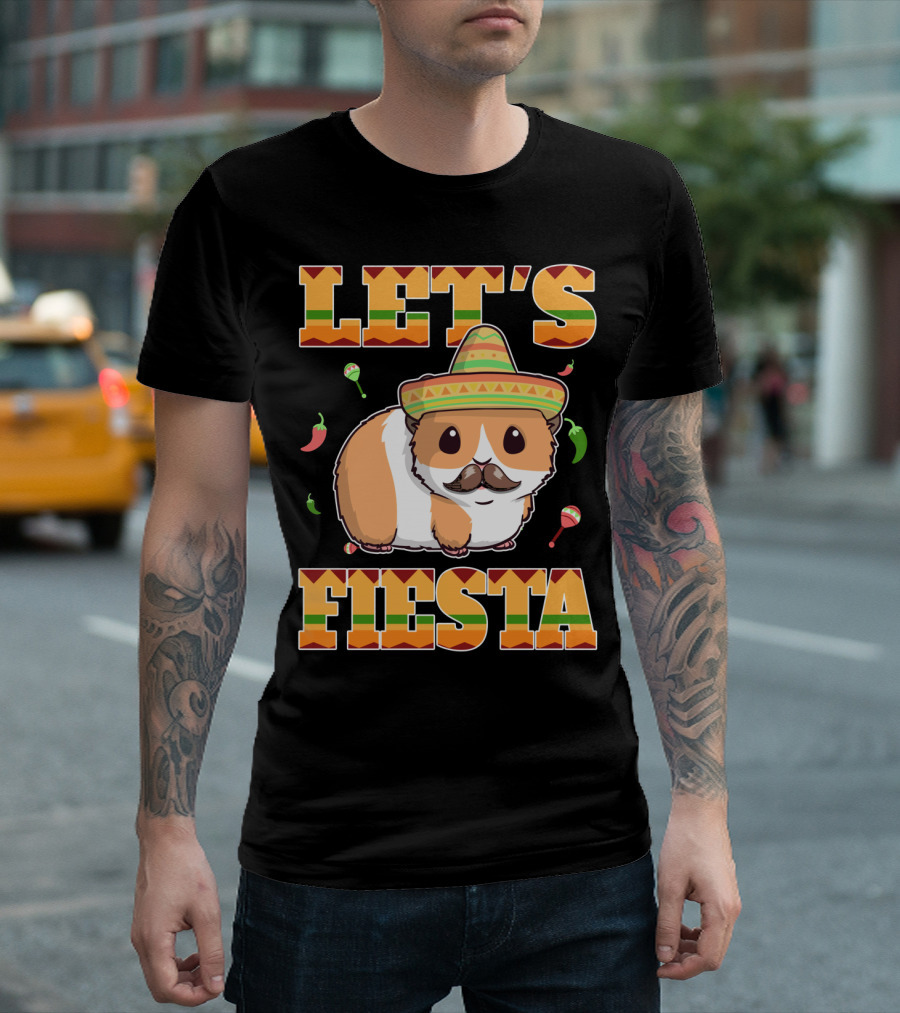 Let's Fiesta Guinea Pig Sombrero Maracas Cinco De Mayo Mex T-Shirt