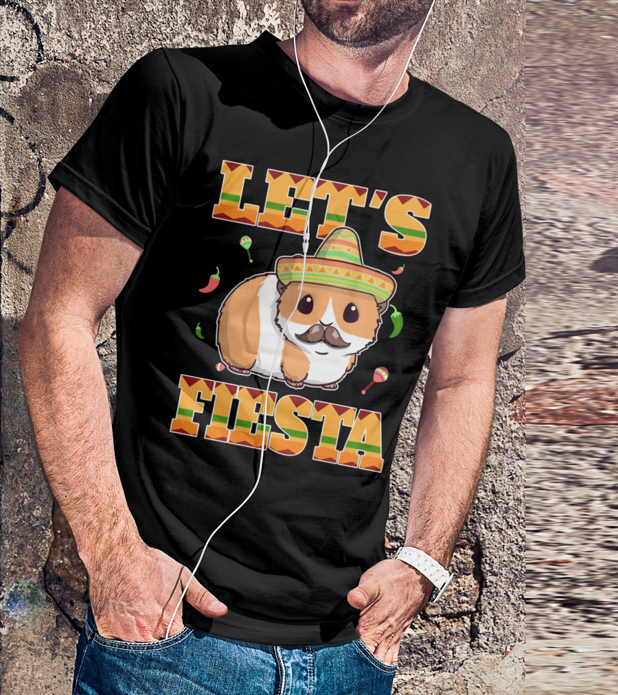 Let's Fiesta Guinea Pig Sombrero Maracas Cinco De Mayo Mex T-Shirt
