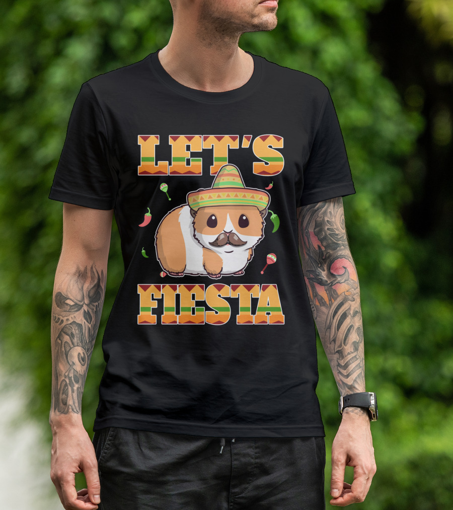 Let's Fiesta Guinea Pig Sombrero Maracas Cinco De Mayo Mex T-Shirt