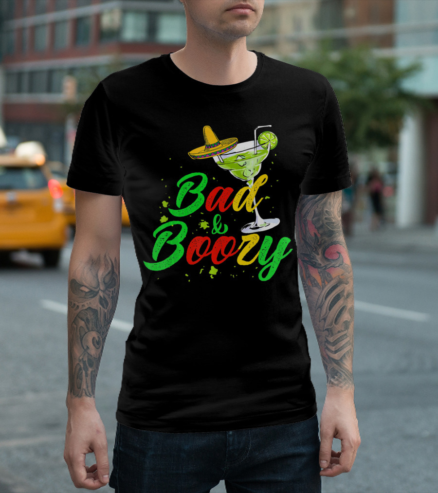 Cinco De Mayo Bad and Boozy Sombrero Margarita Lime Drink T-Shirt