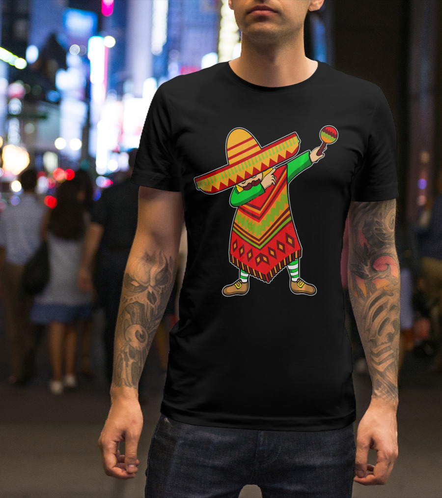 Cinco De Mayo Sombrero Poncho Dab With Maraca T-Shirt