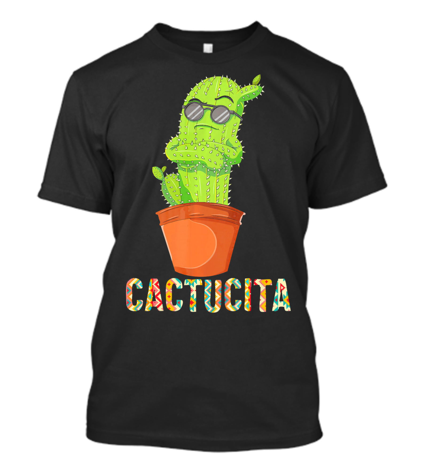 Mamacita Cactus Cactucita Cinco De Mayo Cactus With Sunglasses In Pot T-Shirt