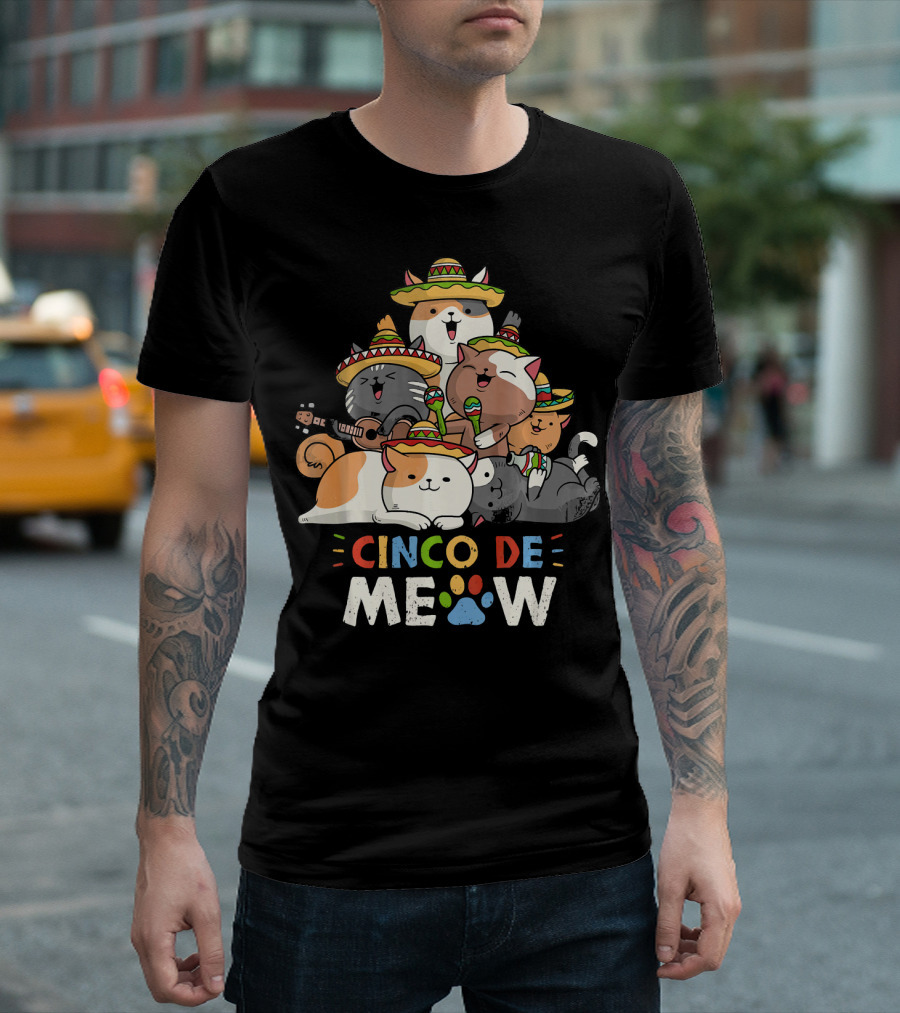 Cinco De Meow Cat Mariachi Lovers Fiesta T-Shirt