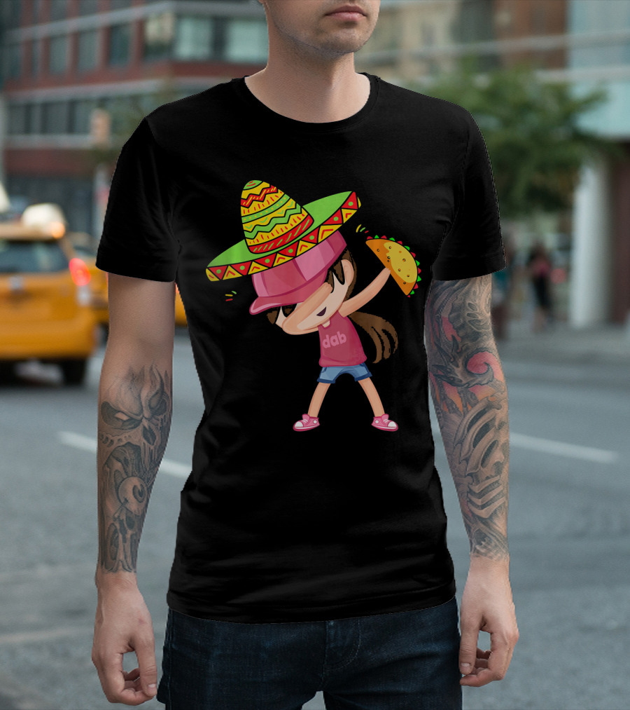 Funny Girl Dab Taco Sombrero Cinco De Mayo T-Shirt