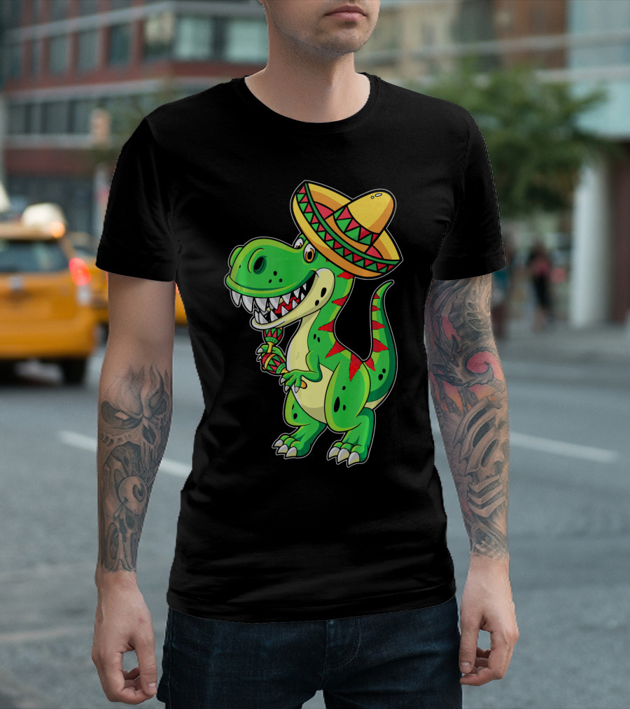 Cinco De Mayo Sombrero Tyrannosaurus Rex Dinosaur Fiesta T-Shirt