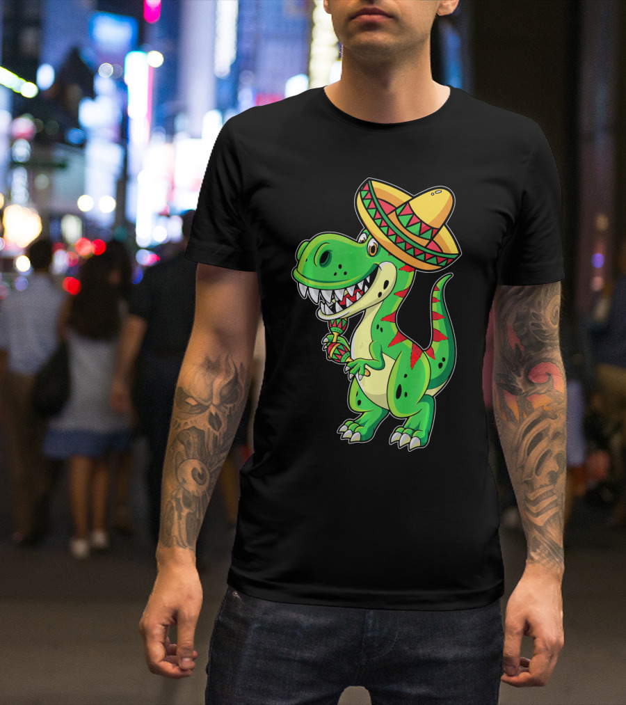 Cinco De Mayo Sombrero Tyrannosaurus Rex Dinosaur Fiesta T-Shirt