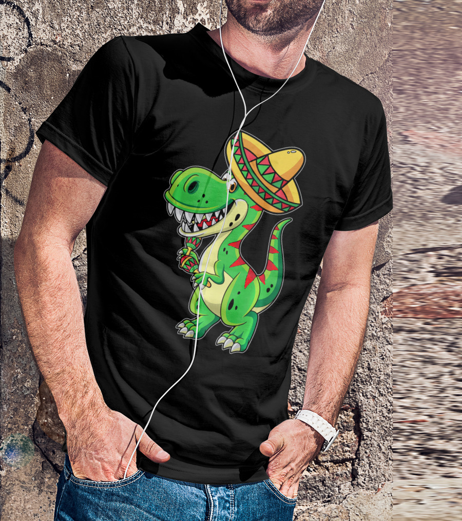 Cinco De Mayo Sombrero Tyrannosaurus Rex Dinosaur Fiesta T-Shirt