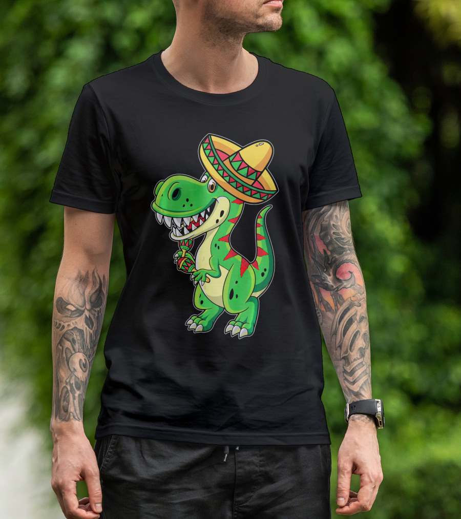 Cinco De Mayo Sombrero Tyrannosaurus Rex Dinosaur Fiesta T-Shirt