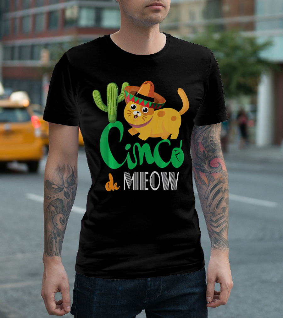Cinco De Meow Cat Cactus Sombrero Mexico Cinco De Mayo T-Shirt