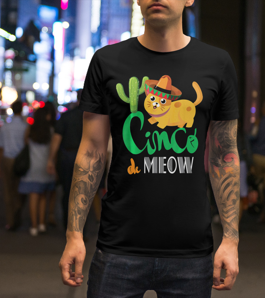 Cinco De Meow Cat Cactus Sombrero Mexico Cinco De Mayo T-Shirt