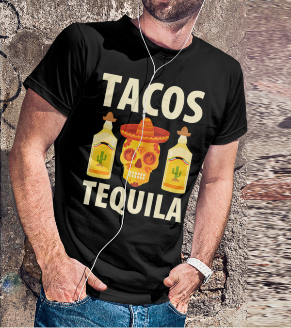 Cinco De Mayo Tacos Tequila Skull And Bottles T-Shirt