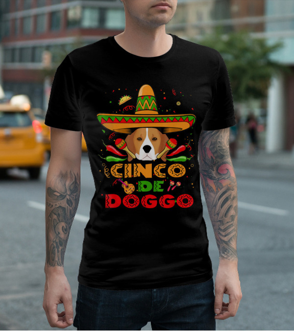 Cinco De Doggo Beagle Sombrero Maracas Peppers Fiesta T-Shirt