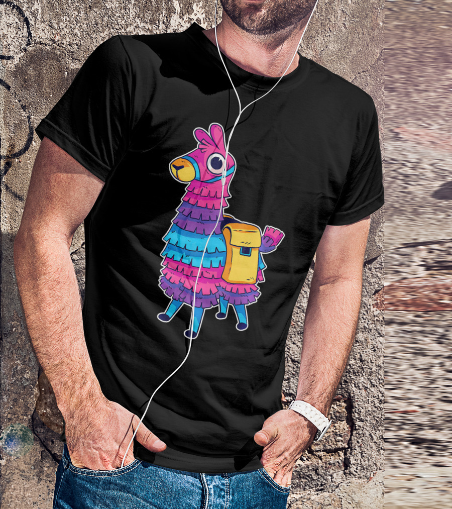 Llama Pinata Funny Festive Fiesta Party With Colorful Backpack T-Shirt