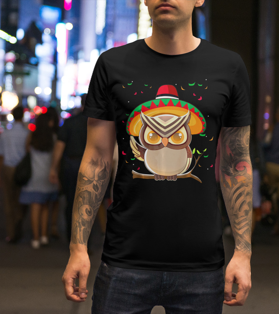 Cute Night Owl Sombrero Cinco De Mayo 5th Of May T-Shirt