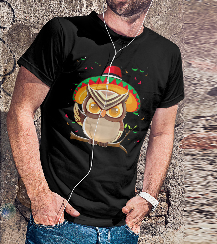 Cute Night Owl Sombrero Cinco De Mayo 5th Of May T-Shirt