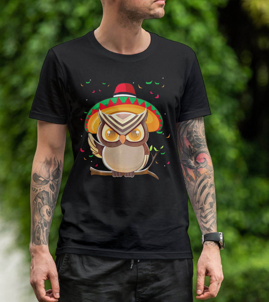 Cute Night Owl Sombrero Cinco De Mayo 5th Of May T-Shirt