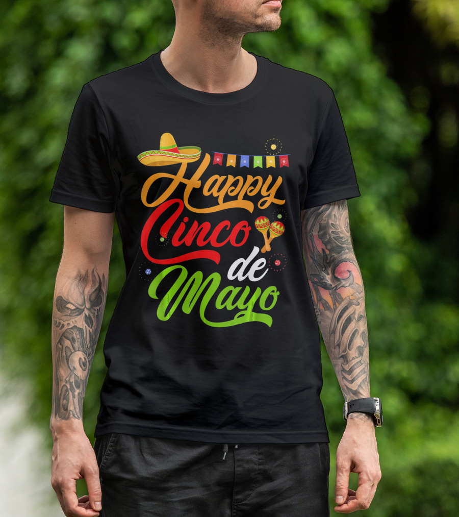 Happy Cinco De Mayo Sombrero And Maracas T-Shirt