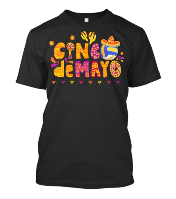Cinco De Mayo Volleyball Fiesta With Sombrero And Cactus T-Shirt