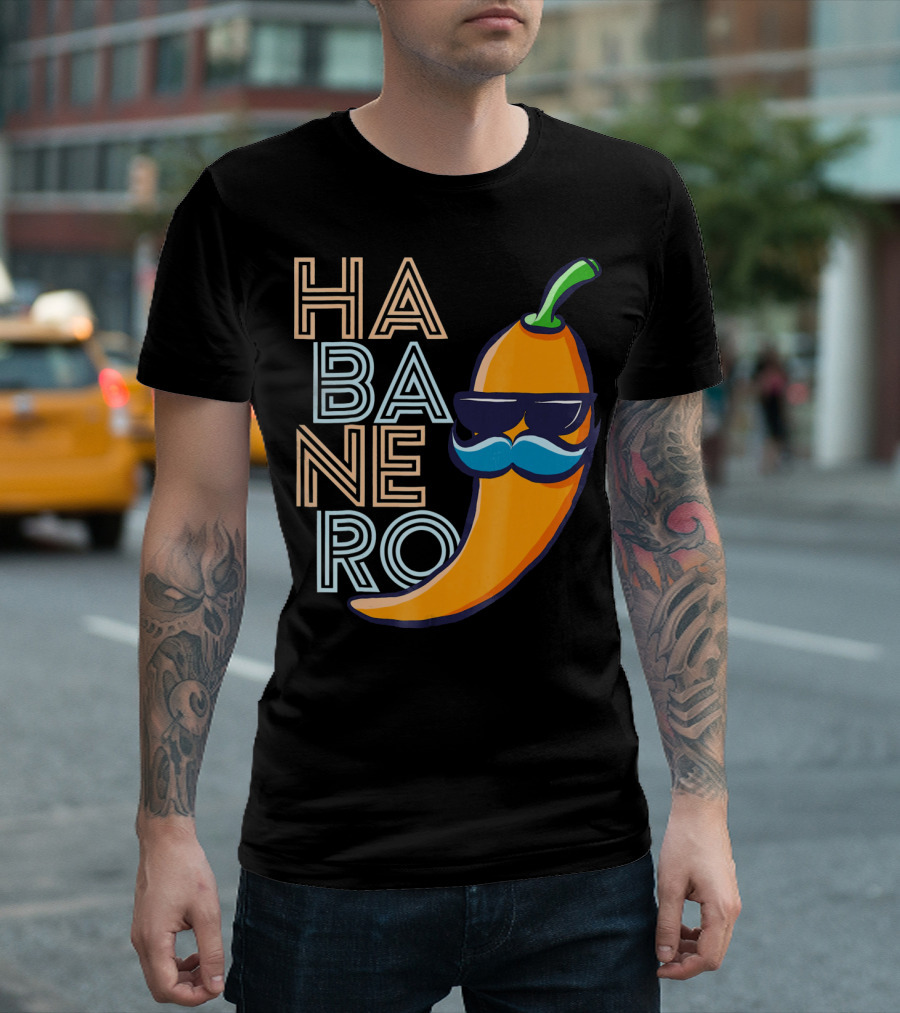 Habanero Lover Emoji Cinco de Mayo Mustache Pepper T-Shirt