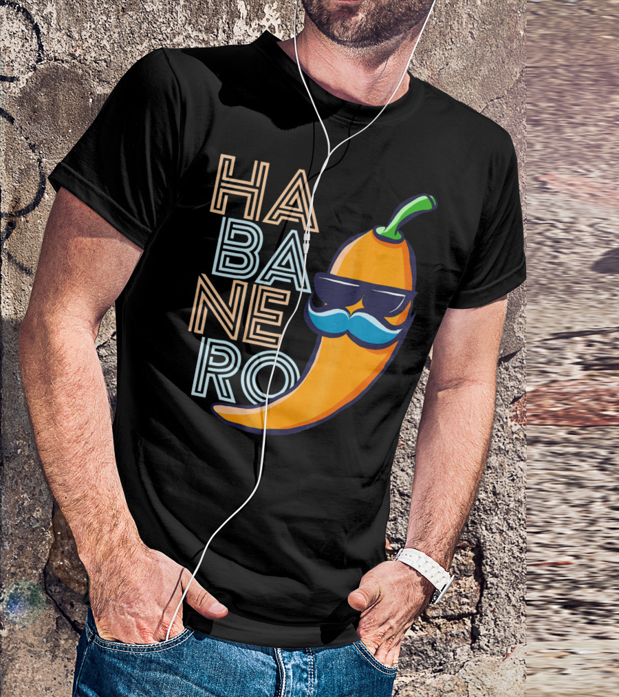 Habanero Lover Emoji Cinco De Mayo Mustache Pepper T-Shirt