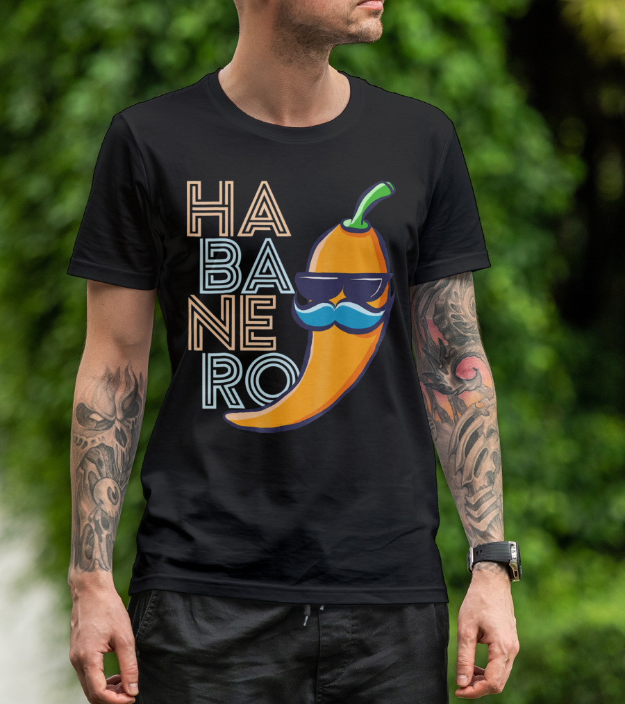 Habanero Lover Emoji Cinco De Mayo Mustache Pepper T-Shirt