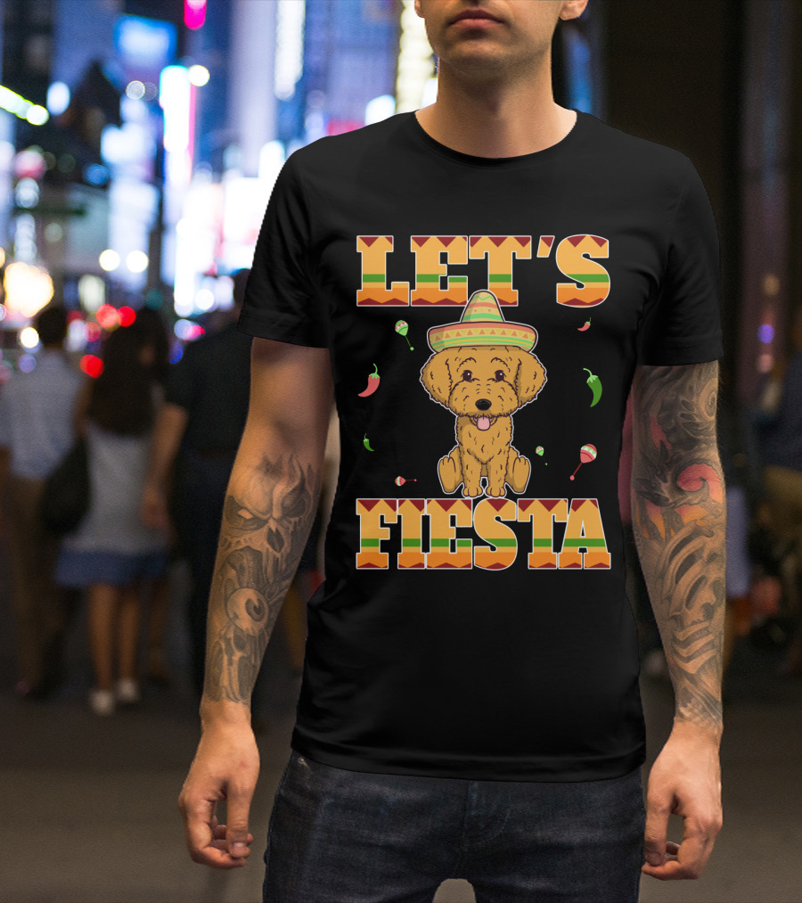 Let's Fiesta Goldendoodle Dog Cinco De Mayo Sombrero Maracas Peppers T-Shirt